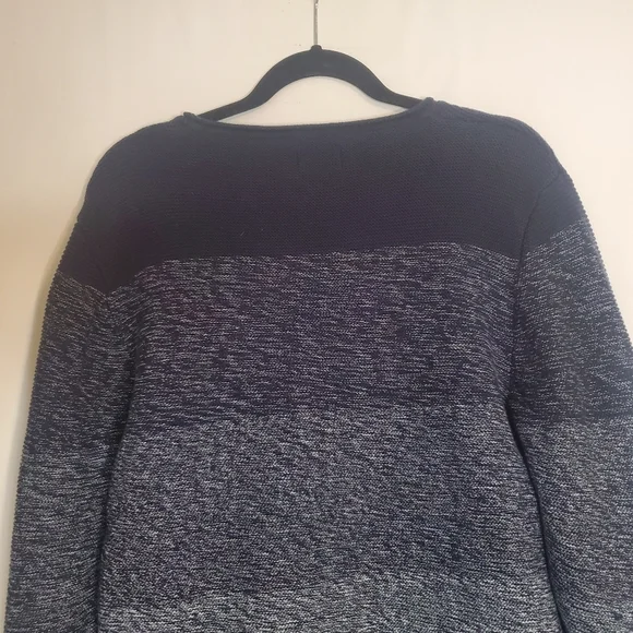 HUDSON Women's Size L Multi navy stripe 100% cotton classic tunic sweater - Picture 8 of 11